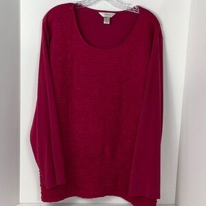 CJ Banks Women’s Scooped Neck Line Top in Cranberry color in a size 2X